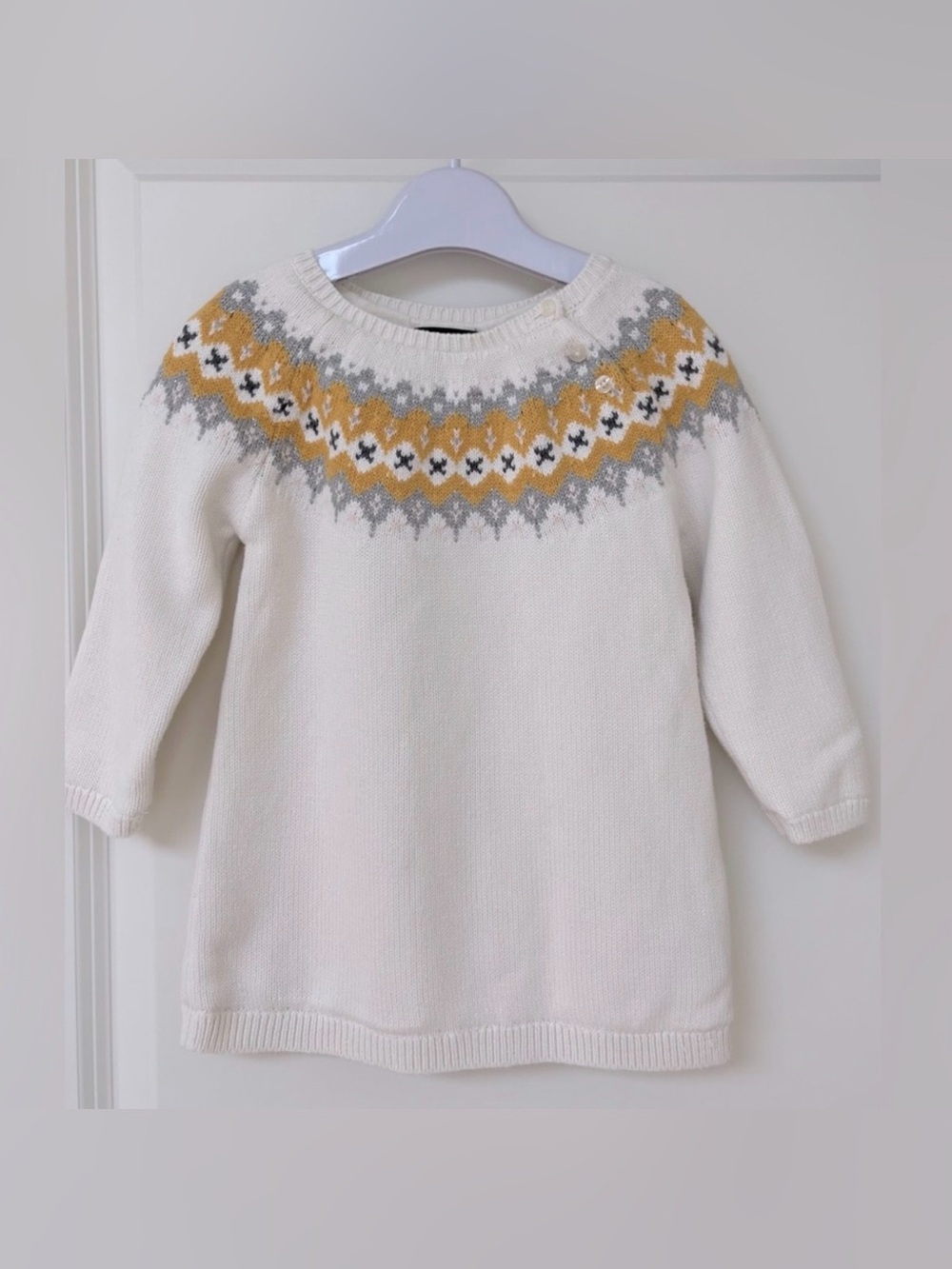 Baby Gap Fair Isle Nordic Ivory Sweater | Sweater Dress Tunic Lined Top 18-24M